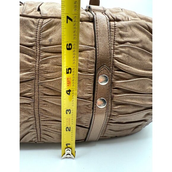 Timmy Woods Metallic Ruched Satchel Shoulder Bag Bronze Gold Convertible Rare - Picture 8 of 10